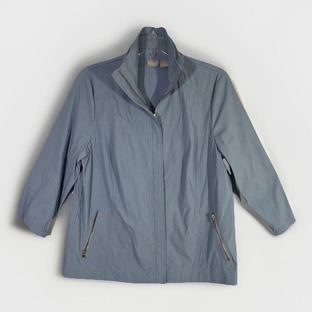 Chico's Zenergy Women's 1 (M - 8/10) Steel Blue Zip Front Lightweight Jacket